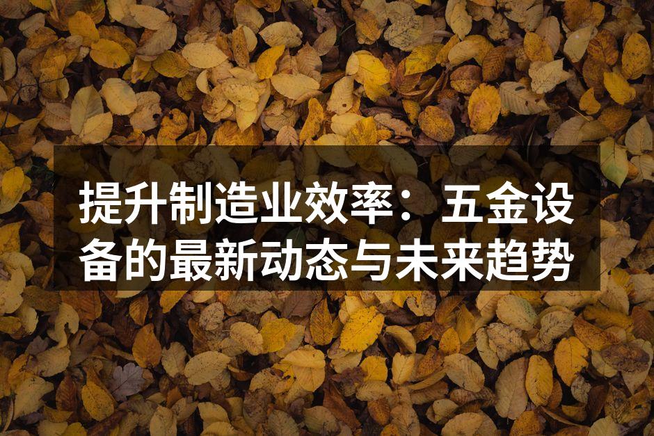 提升制造业效率：五金设备的最新动态与未来趋势